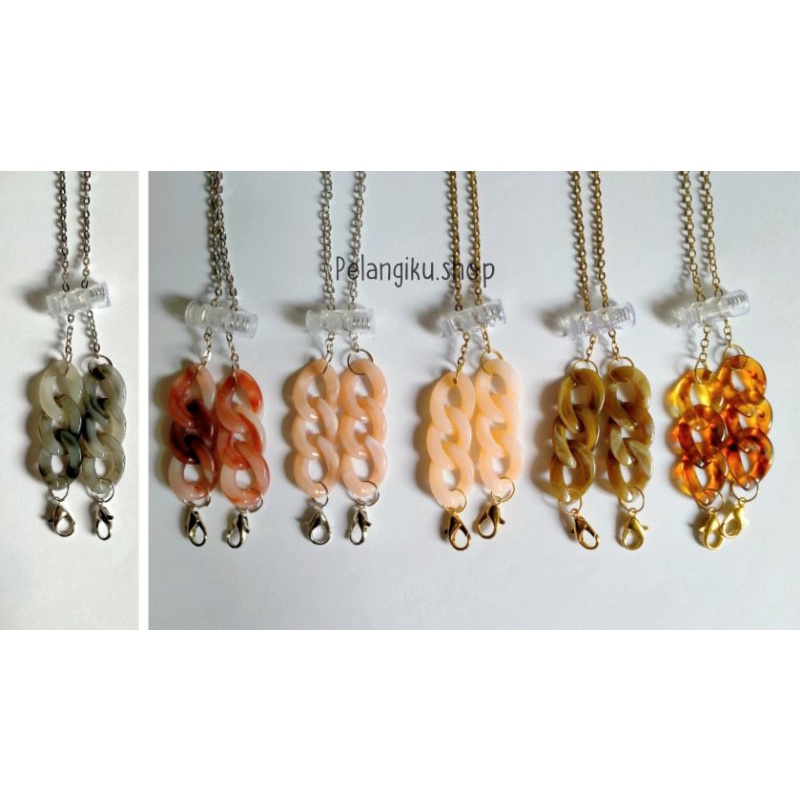 Strap Masker 2in1 Acrylic Chain Tali Rantai Halus Gold Silver dengan Stopper / Tali Kalung Masker 2i