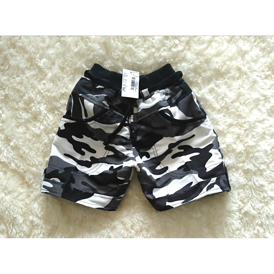 Celana Anak Pendek Saku Lokal Loreng Putih