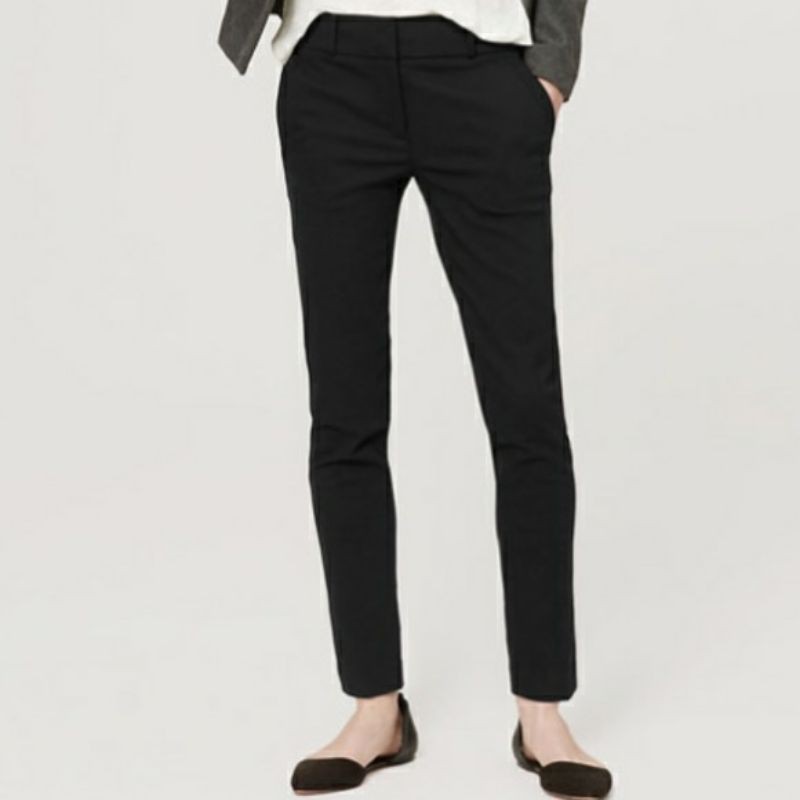 LOFT SKINNY ANKLE PANTS BLACK