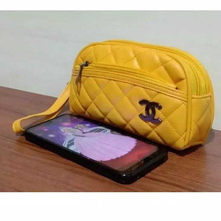 Best Produk➾ Dompet Hp Wanita Dan Uang CHANEL 3 Ruang Resleting Pouch Makeup Kosmetik Bapow Oval Cew