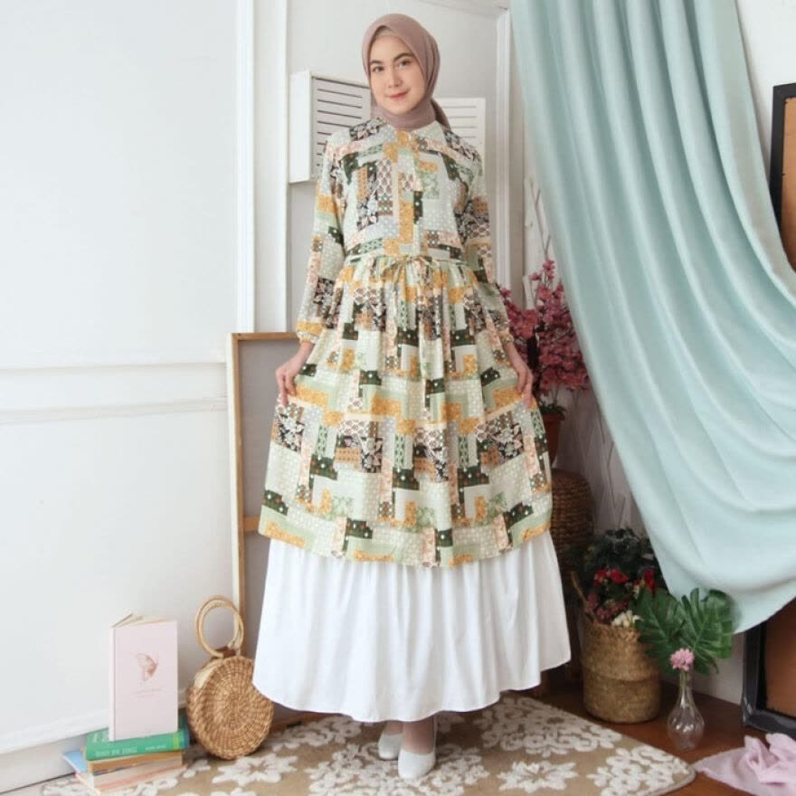 HITJAB - Baju Gamis Wanita Terbaru Gamis Wolpeach Kombinasi Prisket