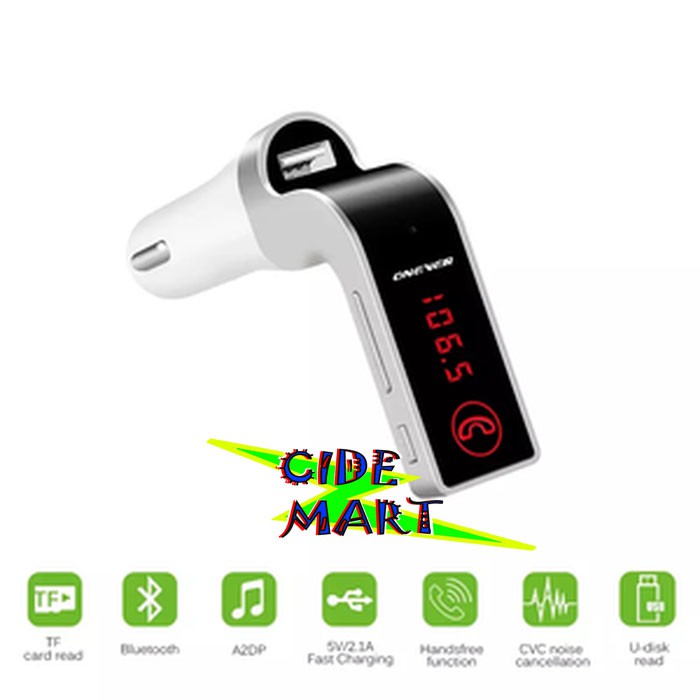 [BISA COD] CAR G7 CHARGER FM TRANSMITTER BLUETOOTH CHARGER MOBIL AUX MP3 USB LCD / CAR G7