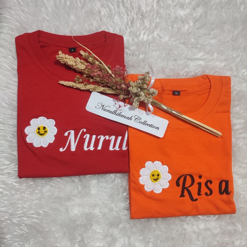 Kaos Anak Tangan Pendek Motif Bunga Daisy Unisex GRATIS Custom Bordir Nama Request Chat