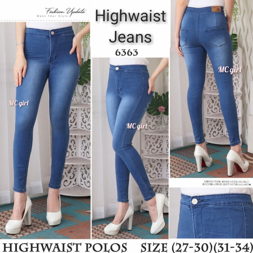 ( Size 27 - 34 ) MC girl - High Waist Biru Stun Wanita / Highwaist / Celana Jeans Pinggang Tinggi 7C-G