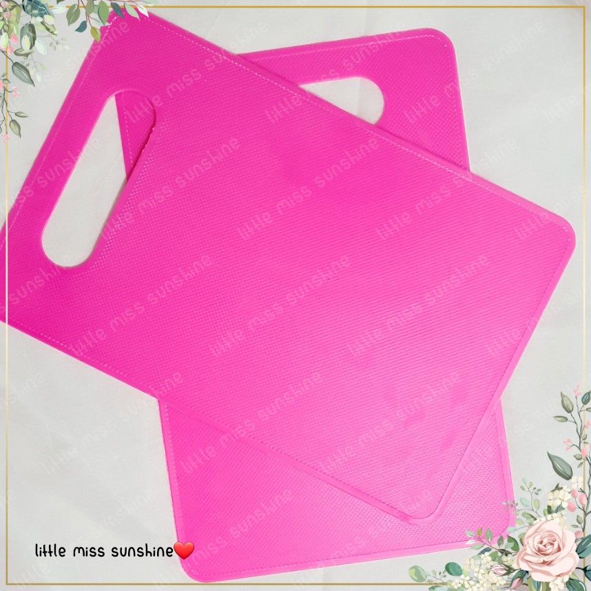 Talenan Dapur Pink 19 cm x 29 cm x 3 mm Tatakan Alas Tipis Memotong Potong Daging Sayur Bawang Union Bahan Silicone Rubber Good Quality Kualitas Baik Kitchen Set Ready Stock Instan Grosir Termurah Little Miss Sunshine Malang