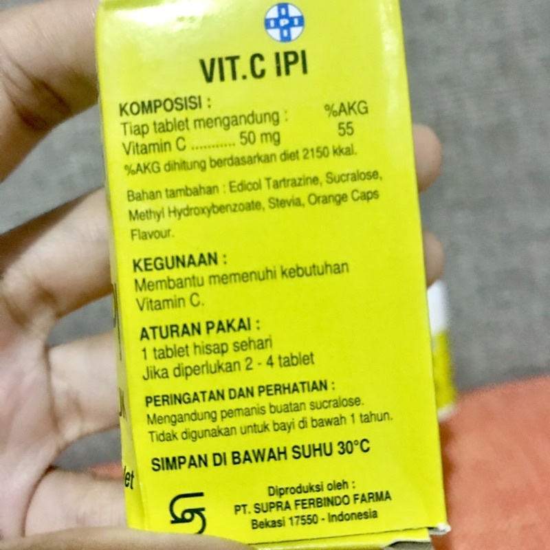 VITAMIN C IPI VITACIMIN 500 MG TABLET HISAP RASA LEMON CIPI | RUMIFY
