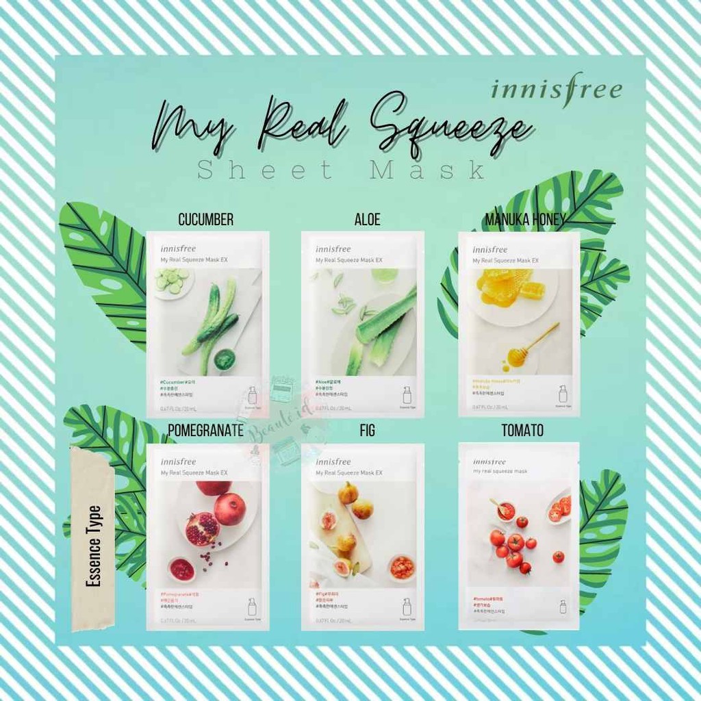 Innisfree Sheet Mask My Real Squeeze / Masker wajah innnisfree / Masker Muka / Masker Innisfree ORI