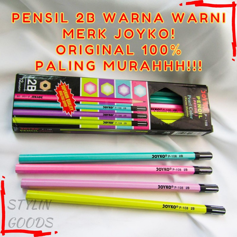 

GROSIR 4 8 12 PCS 1 LUSINAN PENSIL 2B UNTUK UJIAN MERK JOYKO WARNA PEARL 100% ORIGINAL TERMURAH