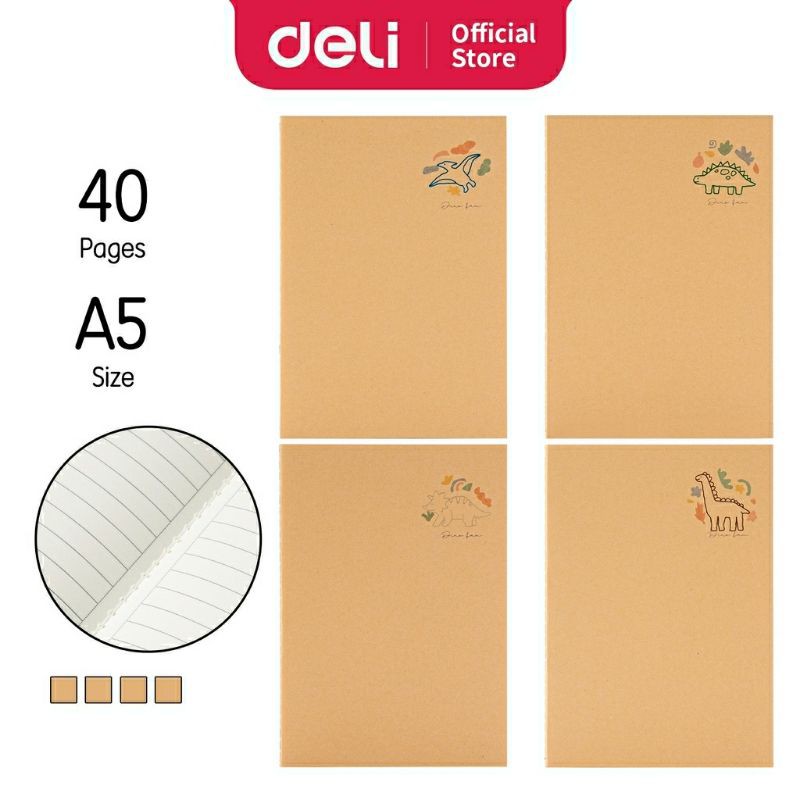 

Deli Suture Notebook A5 40 Lembar, dijilid dengan jahitan sederhana FA5X0