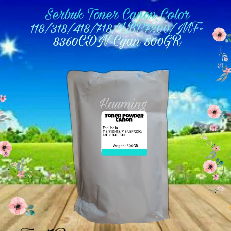 Serbuk Toner Canon CRG-118 318 718 CRG318 LBP-7200 7200Cd 7200cdn 7680 LBP7200 MF8360 Cyan 500gr