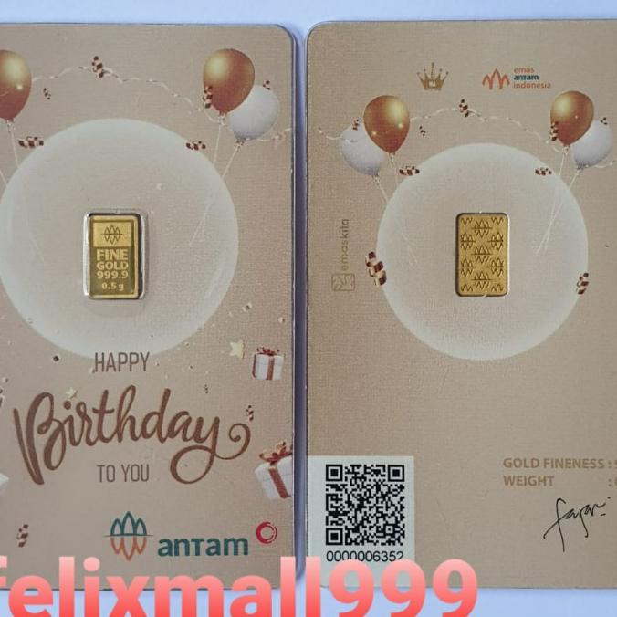 GIFT SERIES ANTAM HARTADINATA MICROGOLD HBD HAPPY BIRTHDAY GOLD 0.5 GR