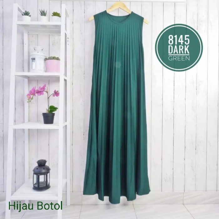Gamis Plisket 8145(RC) /Hijau Botol - Hijau Botol