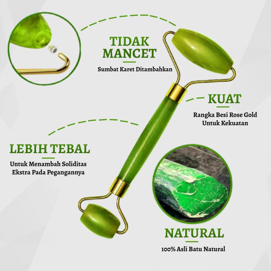 JADE ROLLER ORIGINAL BATU GIOK WAJAH 2 SISI/ ALAT PIJAT WAJAH/ MASSAGE TOOLS FACE KUALITAS BAGUS