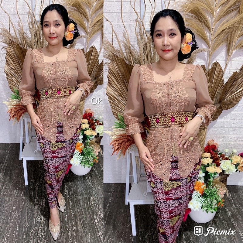 kebaya bordir motif bunga