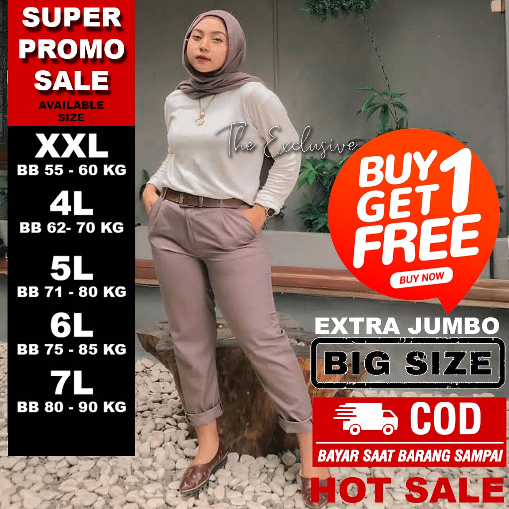 BAGGY PANTS JUMBO PREMIUM BB 55 KG - 90 KG THE EXCLUSIVE INDONESIA CELANA KANTOR WANITA BIG SIZE