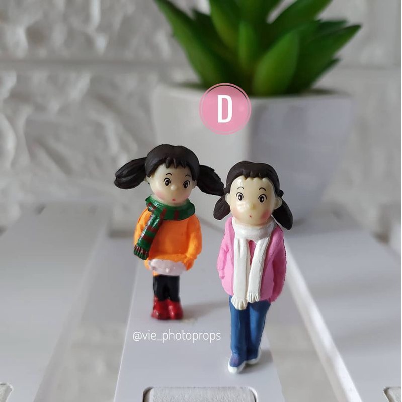 2Pcs / Set Miniatur Two Girls C / D Props Foto / Properti Fotografi