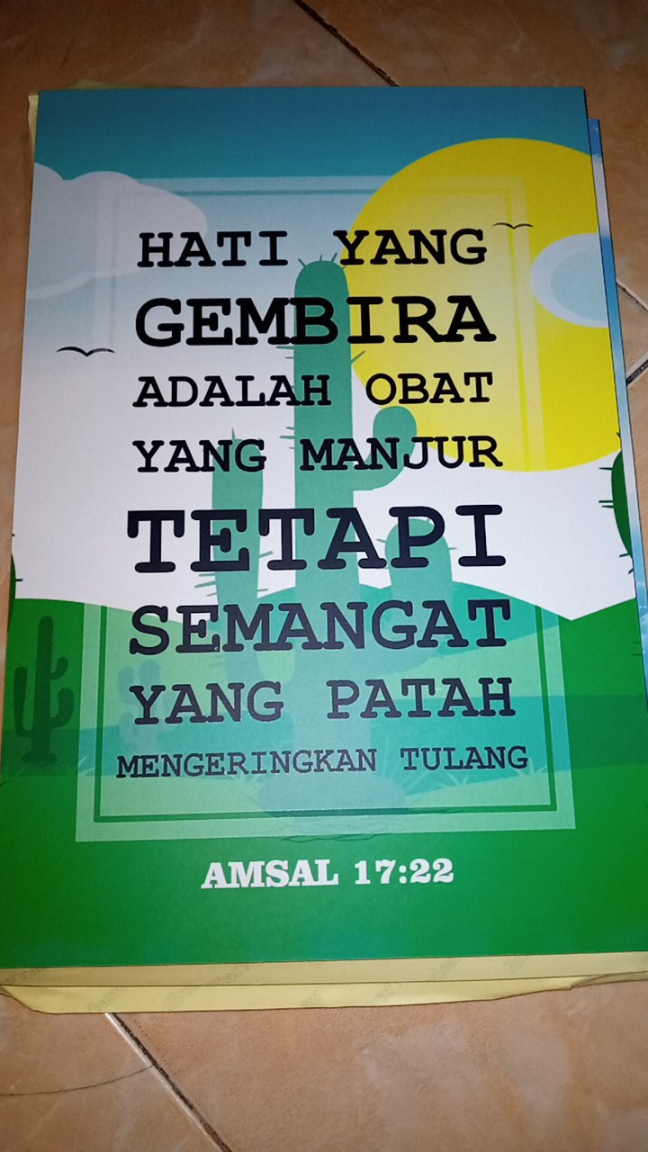 Hiasan Dinding Nasrani Poster Kutipan Ayat Amsal 17:22 Walldecor Kristen Katolik