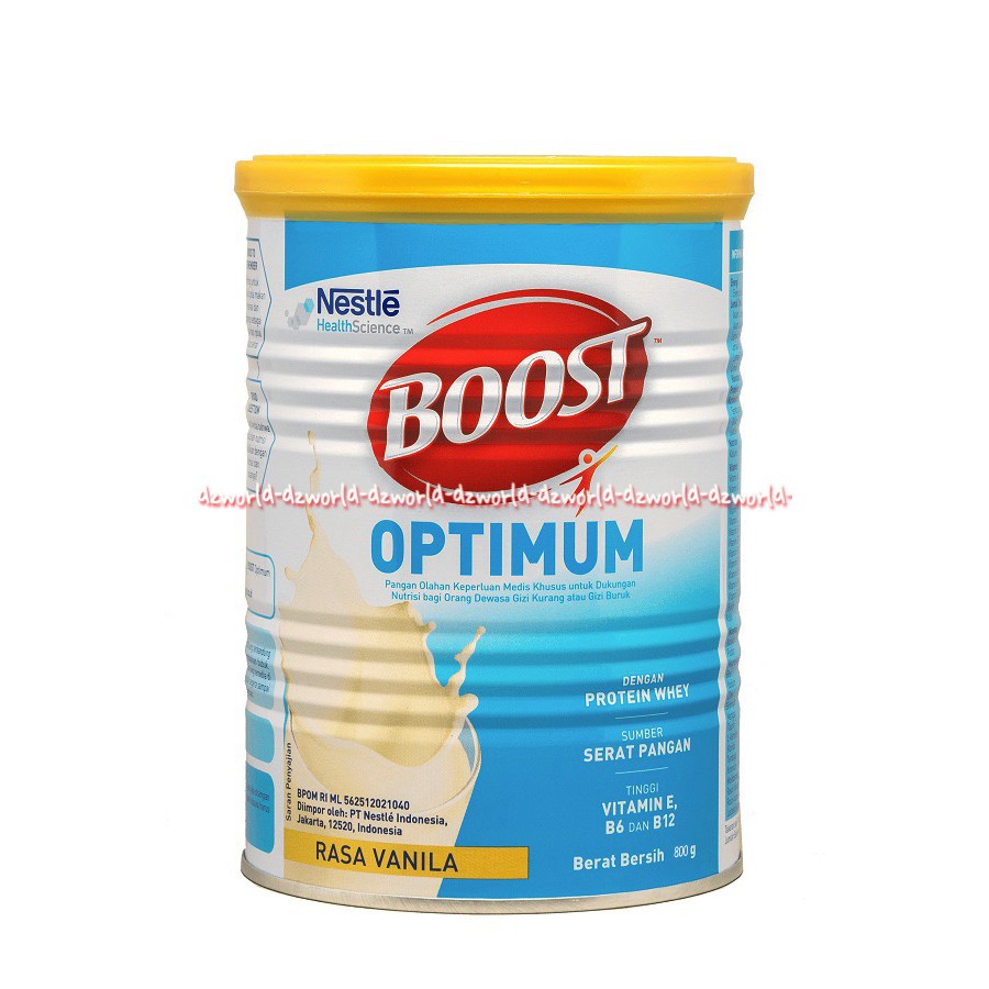 Nestle Boost Optimum 800gr Rasa Vanila Vanilla Susu Bubuk Kaleng Nestle Bost Bust Mengandung Serat Pangan 800 gram