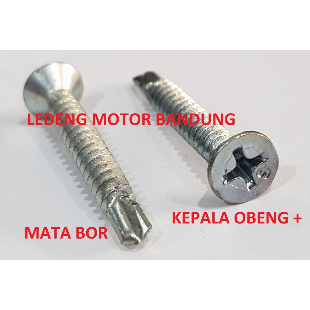 Skrup Roofing Kepala Obeng Plus 8x25mm Baut Ruping Mata Bor Besi Drill