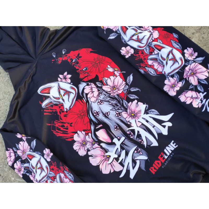 HOODIE SUNMORI GEISHA KITSUNE FLOWERS RIDELINE