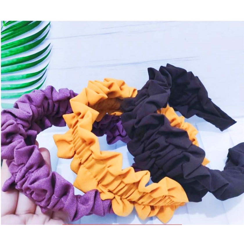 Bando Nagita Slavina Ruffle / Bando Scrunchie Ruffles Kerut Korea Satin Kekinian