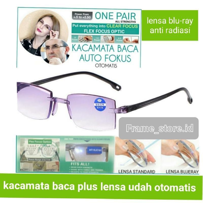 Kacamata Plus Auto Fokus / Kaca Mata Baca Untuk Semua Ukuran / Kacamata One Power Pria dan Wanita