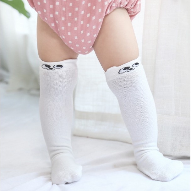 KAOS KAKI BAYI PANJANG DENGKUL LUCU IMUT TEBAL UNIK / KOREAN SHOCK BATITA BALITA-Mata Putih M