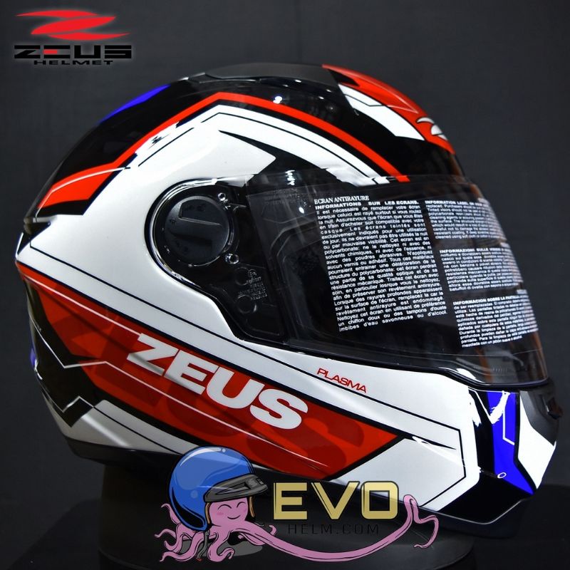 HELM ZEUS FULL FACE BLACK AL5 BLUE - FREE SMOKE VISOR ZEUS ORIGINAL ( ONGKIR 2KG )-AL5 BLACK BLUE