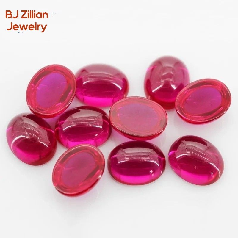Perhiasan Permata Merah Siyam Oval Cabochon 10 - 12 MM merah siem