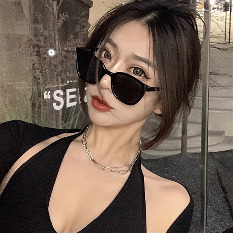 (YUZHU) Kacamata Hitam Fashion Korea Coklat Persegi Pria INS Retro Kacamata Hitam Anti UV Wanita