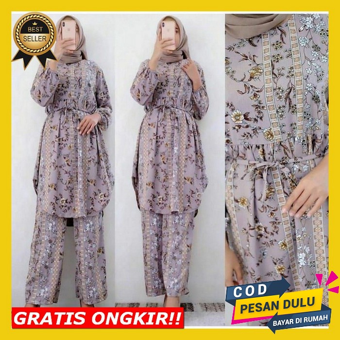 Sale Setcel Tunik Abisin Sisa Stock Baju Set Celana Wanita Terbaru Setelan Stelan Set Cel Stellan On