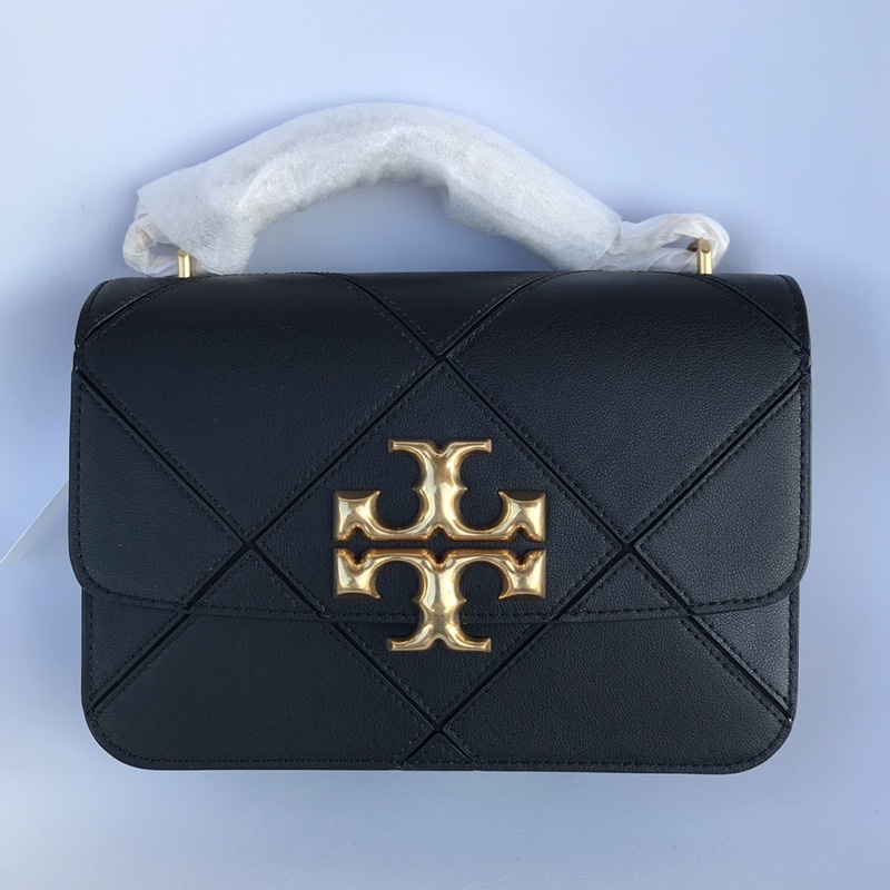 TB Eleanor Diamond Quitl Convertible Shoulder Bag Black