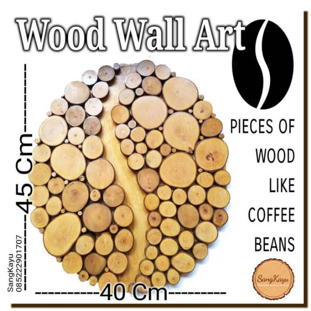 Wood Wall Art Coffee beans wall art 45x40 Cm hiasan dinding wallpaper