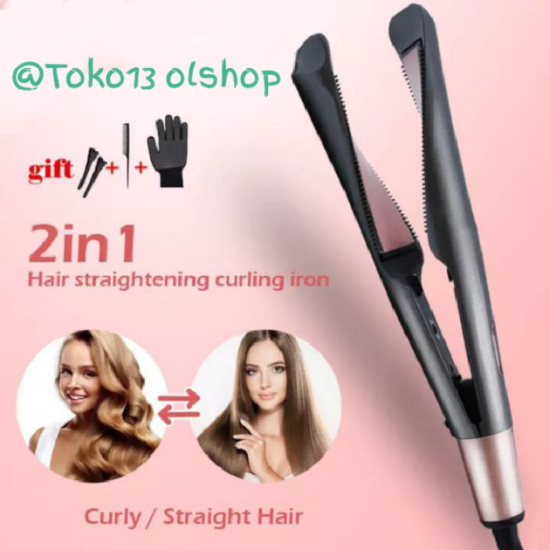 Catok Pelurus Dan Pengriting Rambut/Catokan 2 in 1 straight and Curl 40 Watt