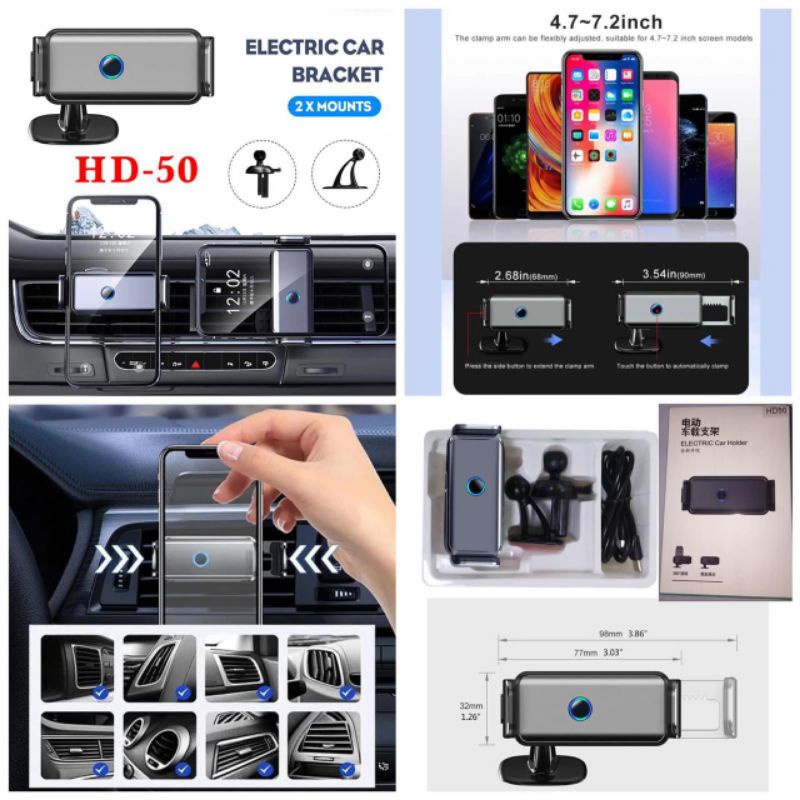 Holder Mobil Elektrik 2 in 1 HD-50 DashBoard & AC Car Bracket HD50