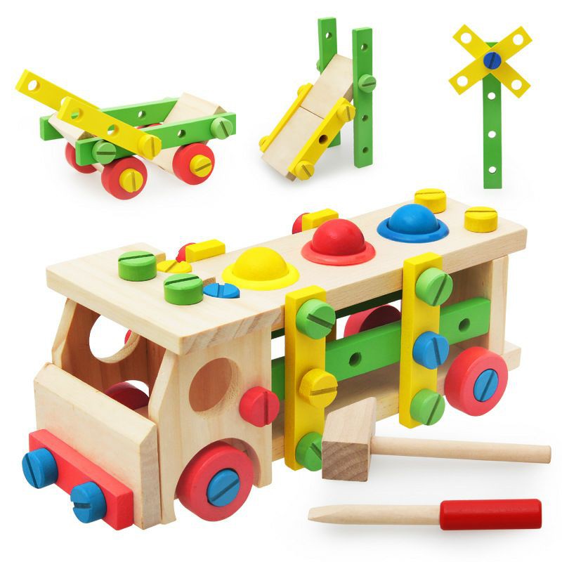 MAINAN EDUKASI MOBIL KAYU KNOCK DOWN / INTELLIGENCE WOODEN TOY