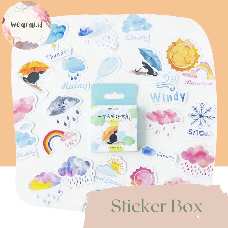 

46 Pcs Deco Sticker Box Planner DIY Scrapbook Stiker Dekor Kotak Cuaca Weather Lucu