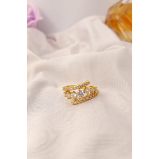 Cincin baris silang lapis emas cincin wanita cincin xuping cincin imitasi cincin murah cincin anti k