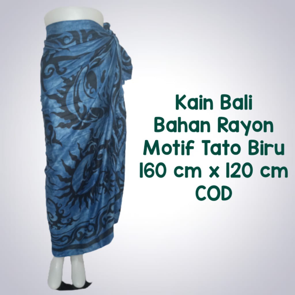 Kain Wisata Pantai Katun Rayon Motif Tato 155 cm x 120 cm Rumbai Sembilanmode