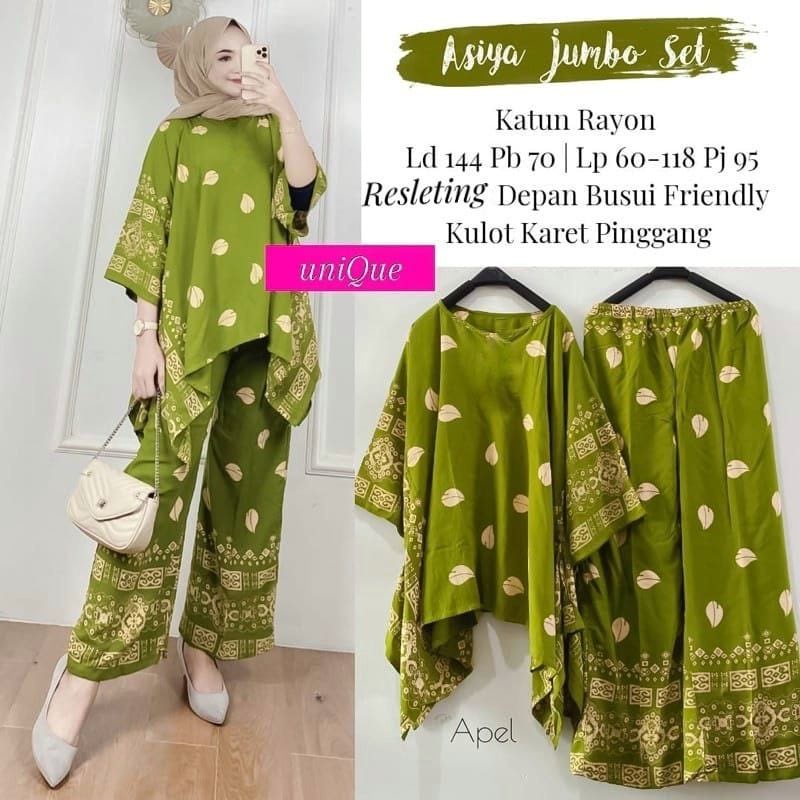 Setelan Jumbo | One Set Waka Motif Asiya Big Set / Niyara Set By Batik AW Size Jumbo LD 130 Busui | Set Wanita-3