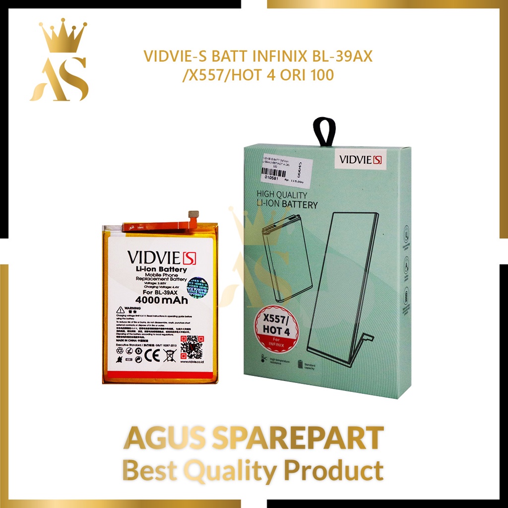 VIDVIE-S BATERAI INFINIX BL-39AX / X557 / HOT 4 ORI 100 / BATTERY / BATRE
