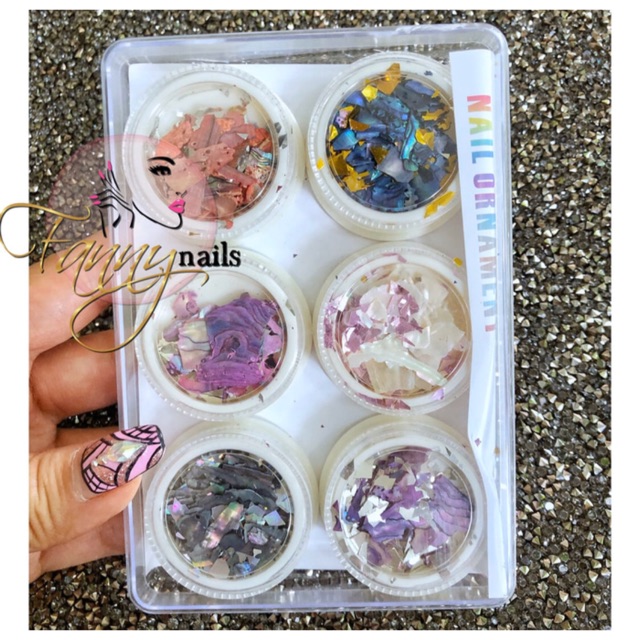 Sea shell crushed 6 warna glass foil nail art japan nails