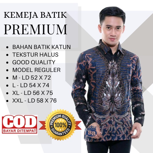 Atasan Kemeja Batik Pria Dewasa Lengan Panjang Baju Kondangan Kerja Kuliah Pakaian Pria Kekinian Termurah