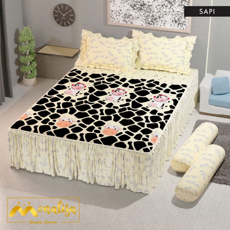 Monalisa - BISA COD ORIGINAL Sprei Rumbai Rempel 160/180 Queen King Motif Sapi Cow Moo