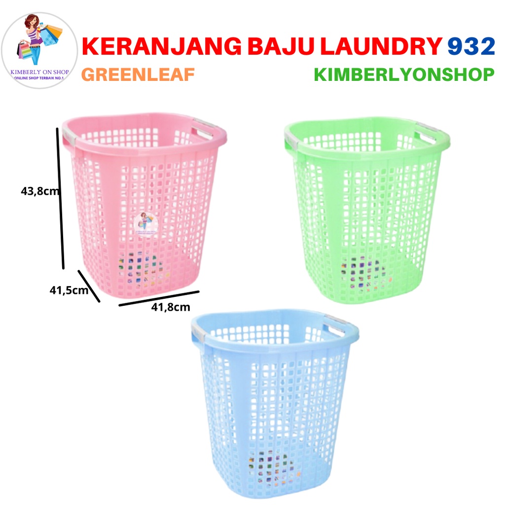 Keranjang Pakaian Plastik Laundry Basket Baju Pakaian Green Leaf 932