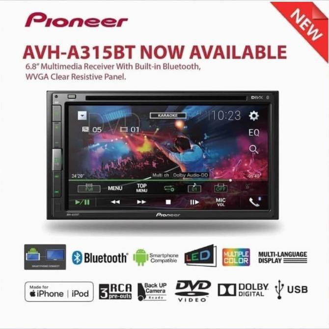 READY Pioneer AVH-A315BT 6.8 Inchi Tape Mobil AVH A315 BT.ANDROID MIRROLINK