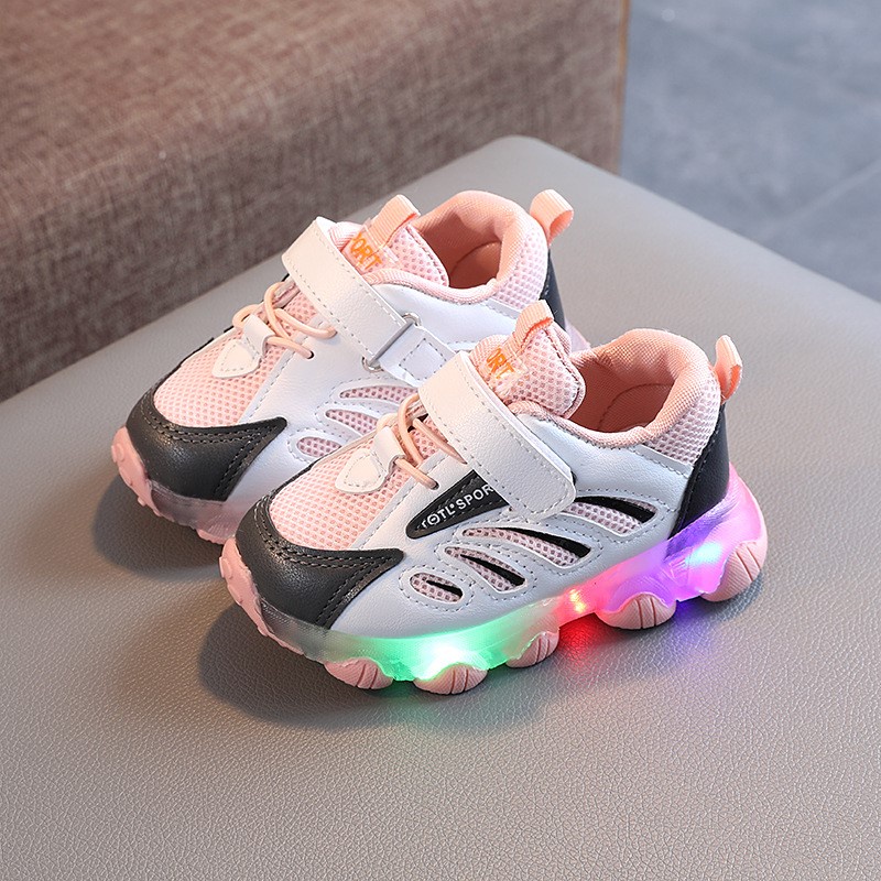 NEW!!Sepatu Sneakers Anak Perempuan/Laki-laki LED model sport import