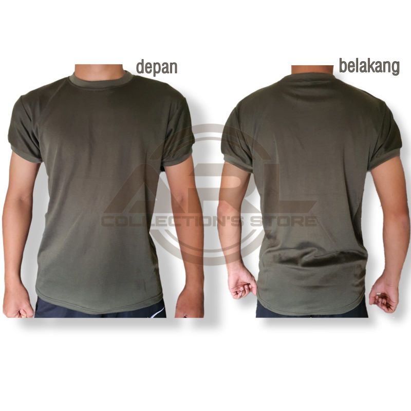 kaos polos pendek hijau army/kaos daleman pdu tni/kaos t-shirt kerah pendek polos