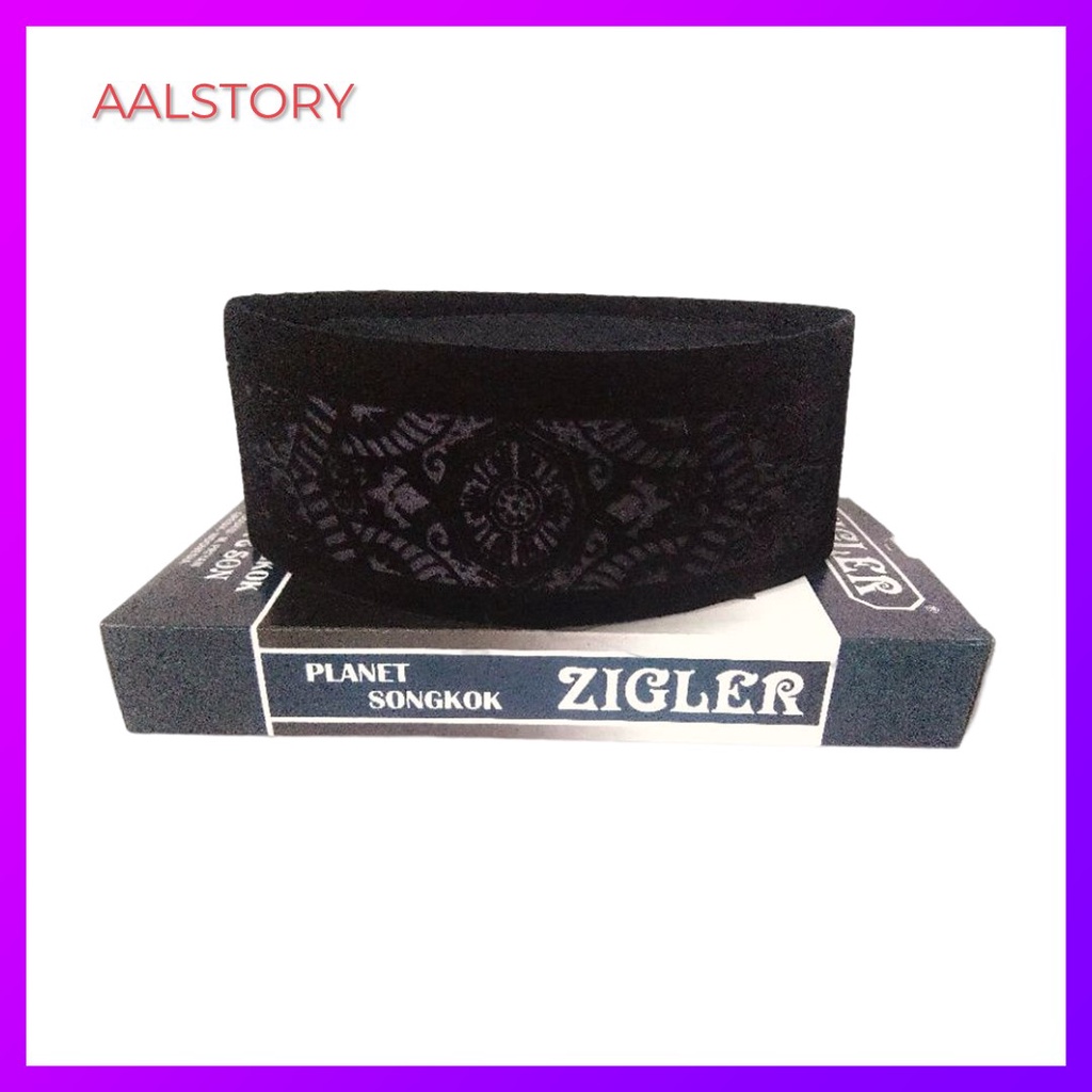 Peci Songkok Kopiah Hitam Motif Bunga Plong 7