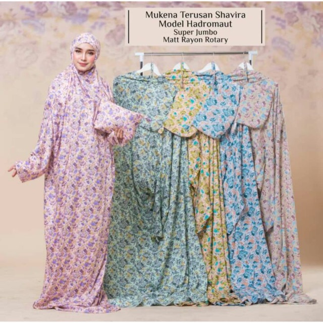 MUKENA TERUSAN DEWASA MOTIF BUNGA CANTIK BAHAN RAYON ADEM